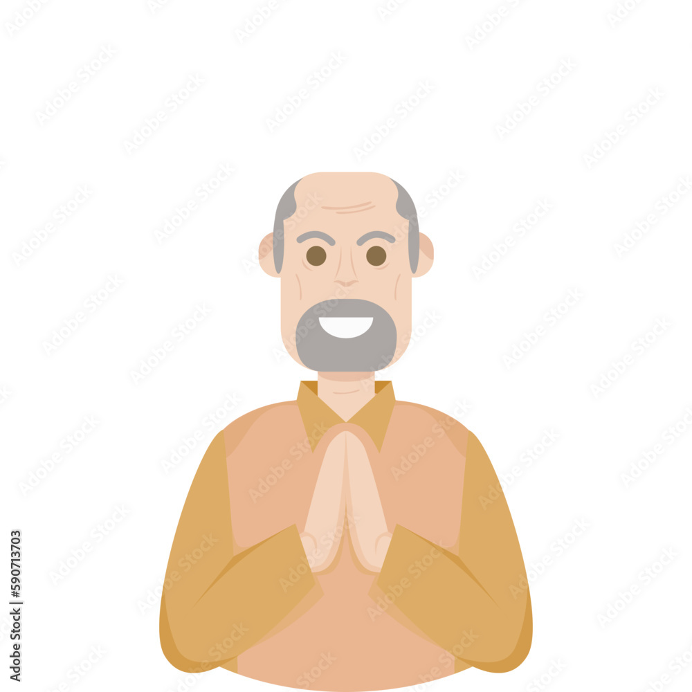 The Elderly Seventies Grandfather Character Face Old Man Smile The Elderly Seventies Grandfather Character Face Old Man Smile
