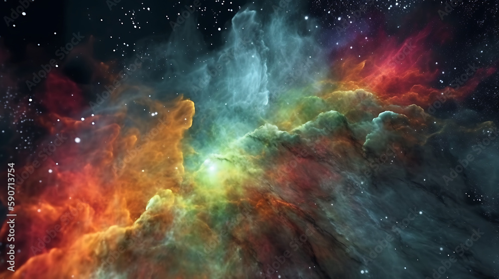 Nebula with Swirling Gases and Cosmic Dust, Generative AI Nebula with Swirling Gases and Cosmic Dust, Generative AI