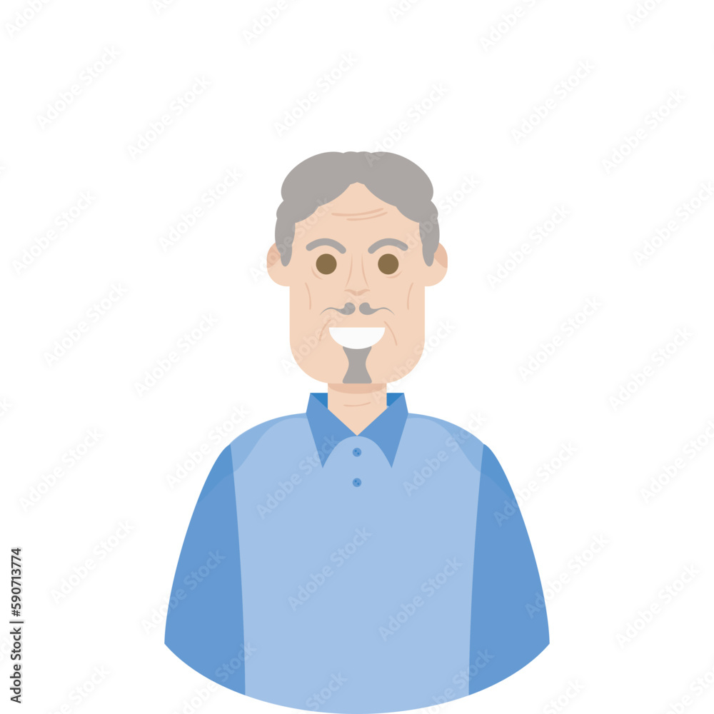 Fototapeta premium The Elderly Seventies Grandfather Character Face Old Man Smile