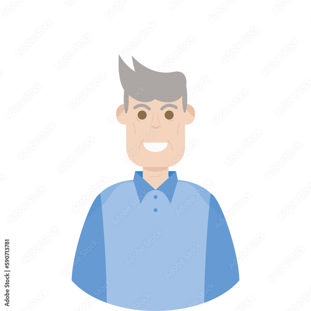 The Elderly Seventies Grandfather Character Face Old Man Smile The Elderly Seventies Grandfather Character Face Old Man Smile