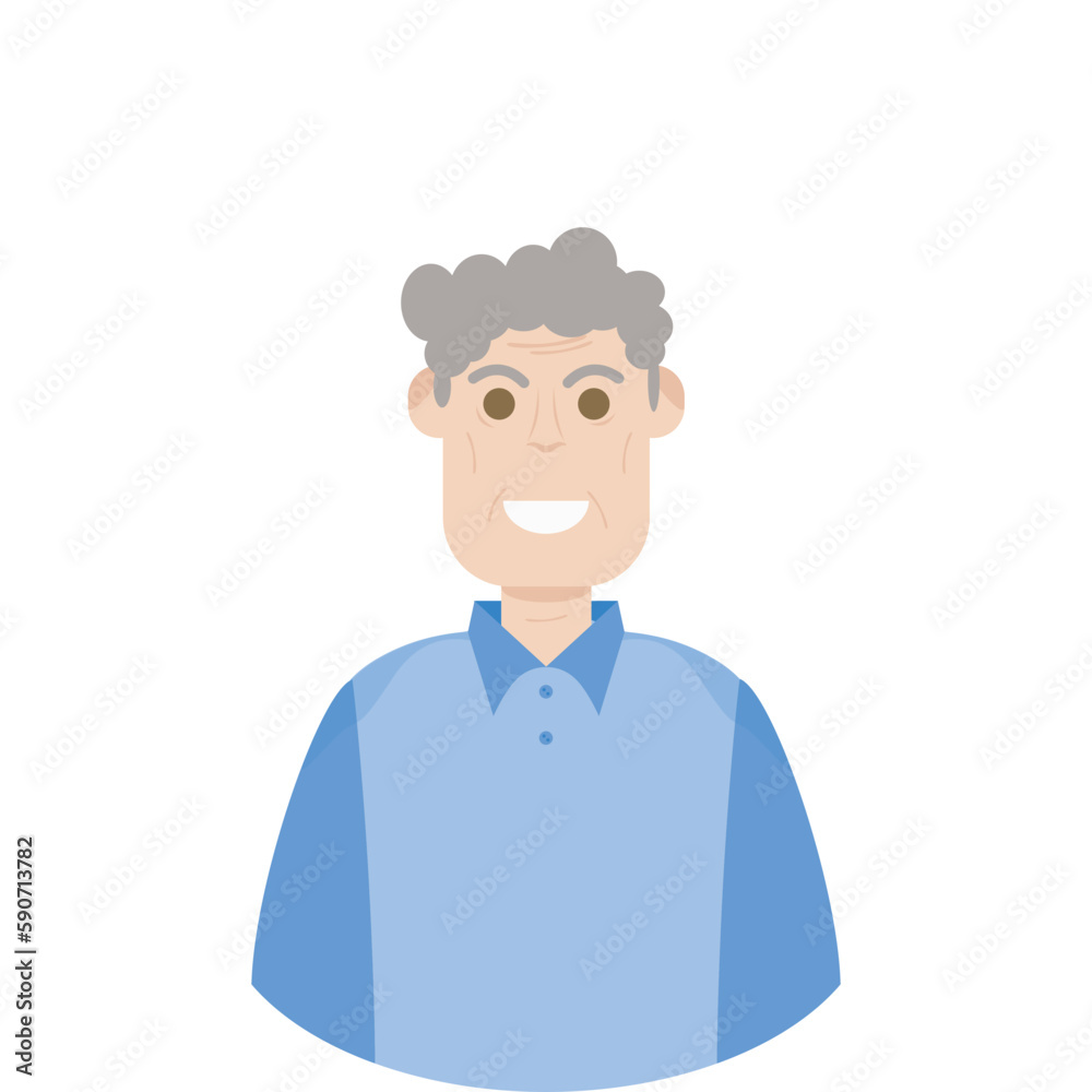 The Elderly Seventies Grandfather Character Face Old Man Smile The Elderly Seventies Grandfather Character Face Old Man Smile