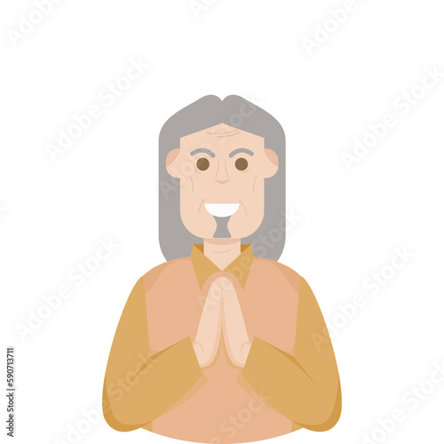 The Elderly Seventies Grandfather Character Face Old Man Smile