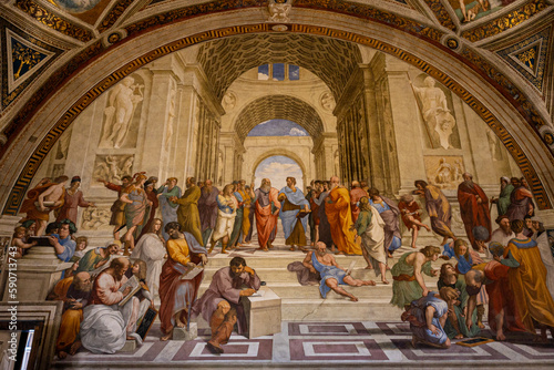 Print op canvas The School of Athens in Rome Italy