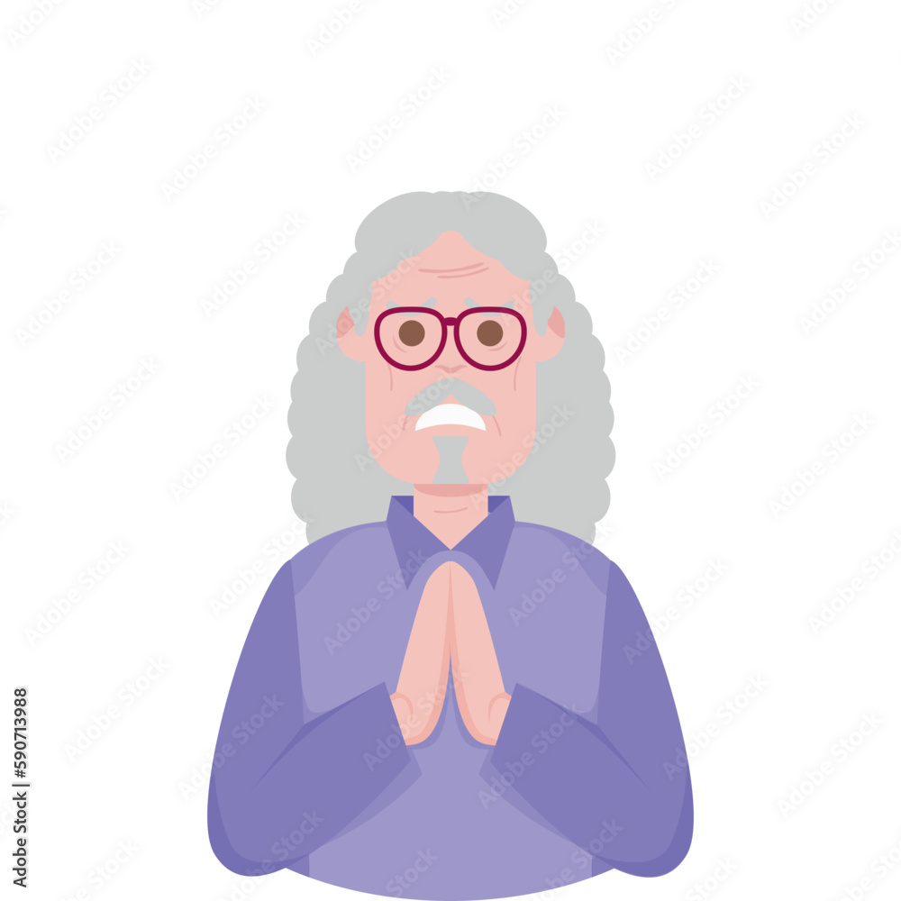 The Elderly Grandfather Lonely Alone Sad Worry Old Man