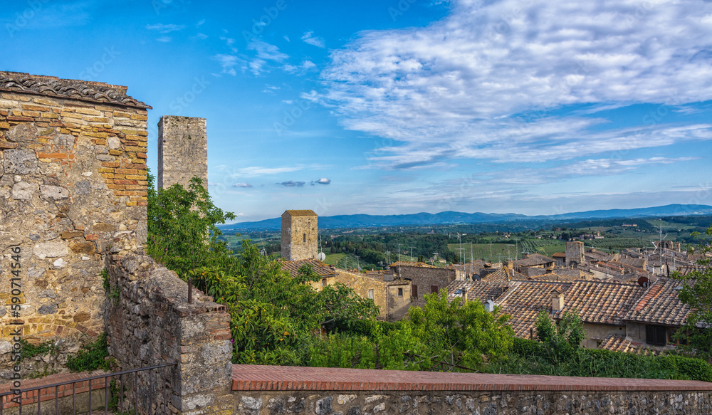 cityscape of San Gimignano medieval town with the its medieval tower houses  San Gimignano, Siena province,Tuscany region in central Italy - Europe