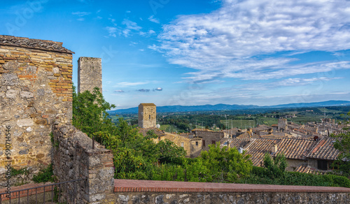 cityscape of San Gimignano medieval town with the its medieval tower houses San Gimignano, Siena province,Tuscany region in central Italy - Europe