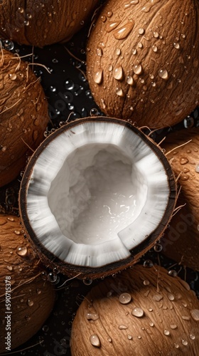 Coconut, adorned with glist...