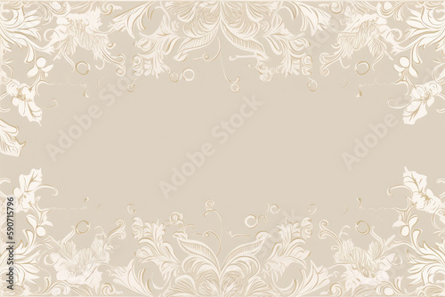 Vintage baroque background with floral ornament. Generative AI