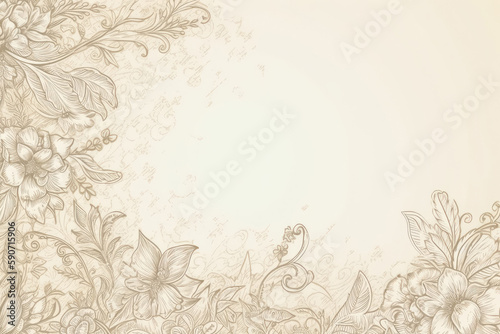 Vintage background with orchid flowers. Generative AI