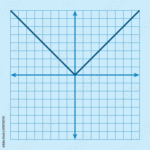 Absolute value graph icon. the graph of the absolute value function for real numbers. Mathematics symbol. Vector illustration isolated on blue background.