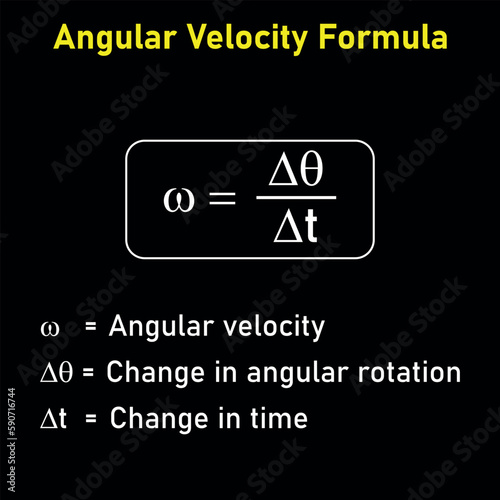 Angular velocity formula in physics. Vector illustration isolated on white background.