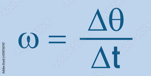 Angular velocity formula in physics. Vector illustration isolated on white background.