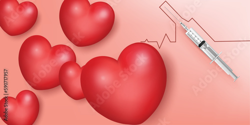 vector illustration medical background design template. include hearts and syringe.