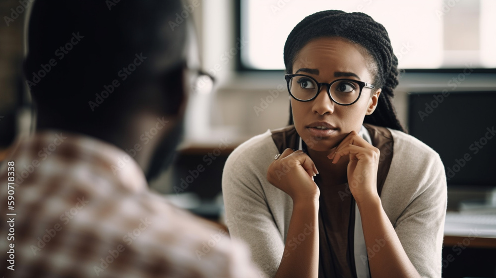 Black doctor talking to a patient in the exam room Black doctor talking to a patient in the exam room