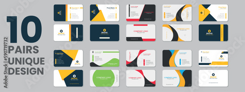Many collections variety colors double sided professional corporate business card, vector business card sets, business card bundles and vector visiting card set template design