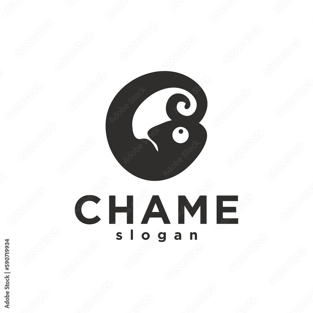 Chameleon Circular Logo Simple Flat Design Illustration