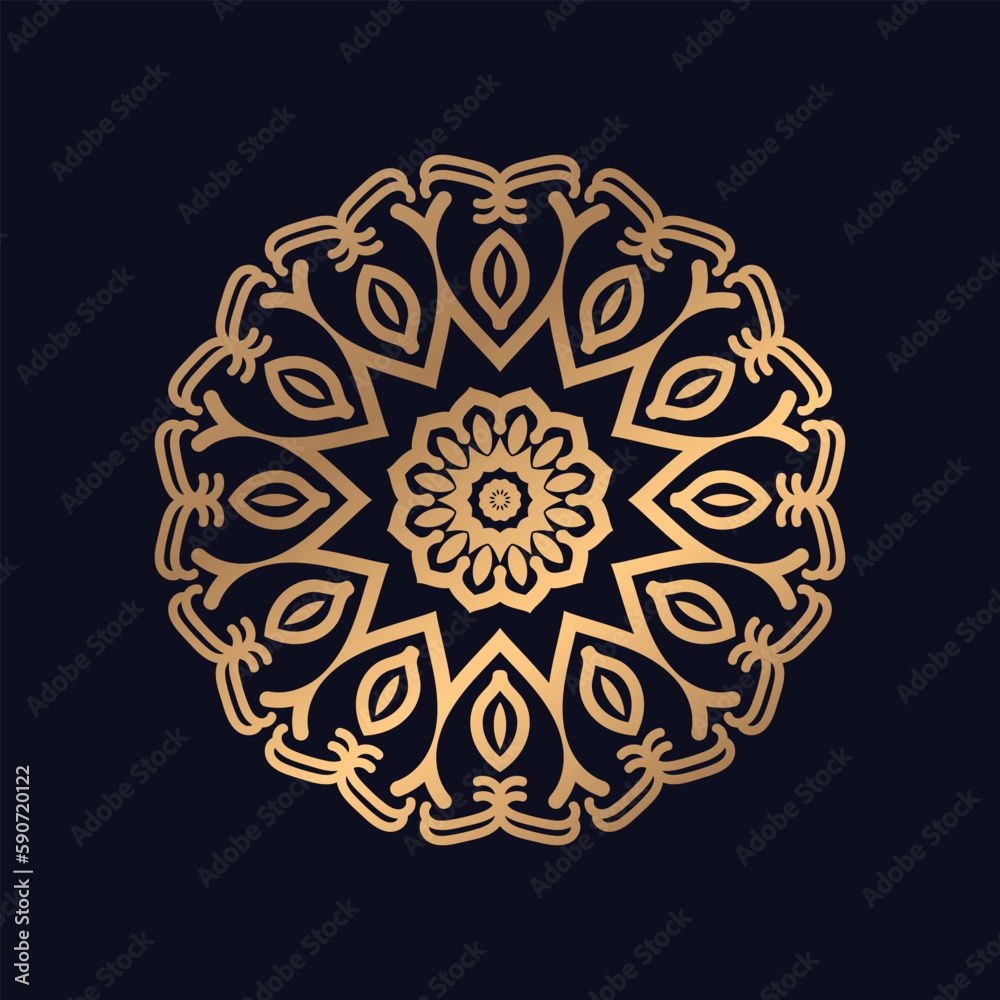 Golden color mandala background design vector logo icon illustration for print