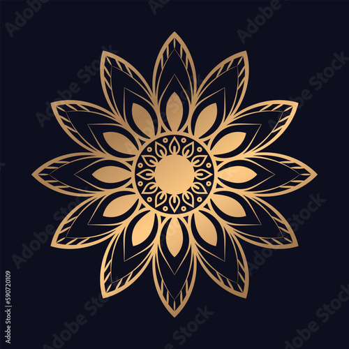 Gold color Luxury mandala background design vector logo icon illustration for print
