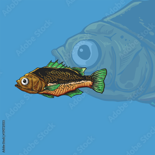 brown fish illustration for logo and tshirt design 01 (ID: 590720133)