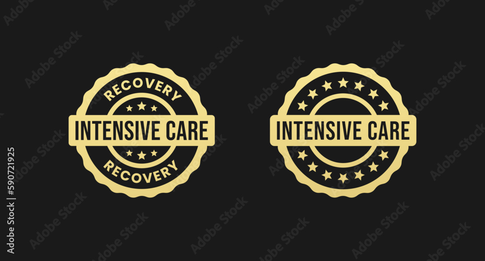 Intensive care label or Intensive care stamp vector isolated in flat style. Best Intensive care label vector for product design element. Intensive care sign for packaging design element.
