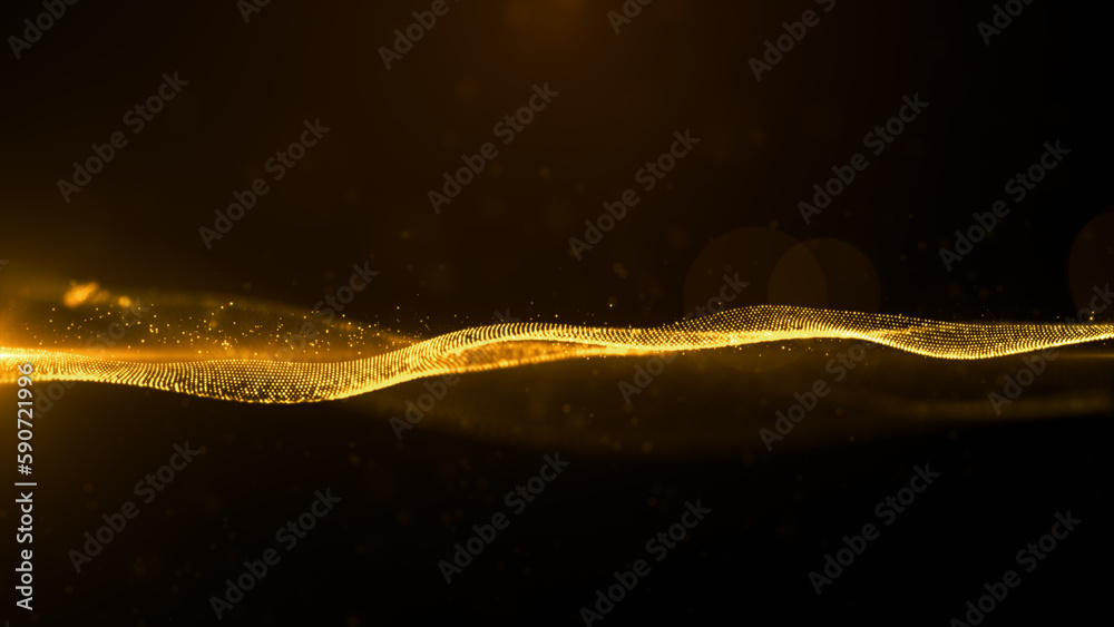 Digital cyberspace futuristic, Gold color particles wave flowing with lines and dots connection, motion looping abstract background, 3d rendering Digital cyberspace futuristic, Gold color particles wave flowing with lines and dots connection, motion looping abstract background, 3d rendering