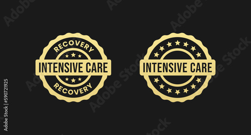 Intensive care label or Intensive care stamp vector isolated in flat style. Best Intensive care label vector for product design element. Intensive care sign for packaging design element.