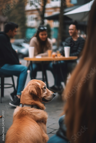Patient Pooch: A Dog's Wait for His Owner in the City Cafe's Open Air Section