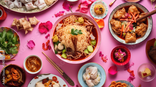 chinese dishes flatlay