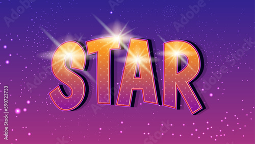 3d Minimal Word Star Editable Text Effect Design Template, Effect Saved In Graphic Style