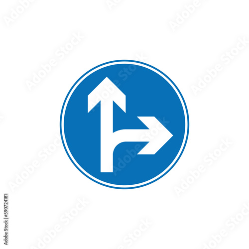 Circle Blue Mandatory, Regulatory Road Sign Vector Template