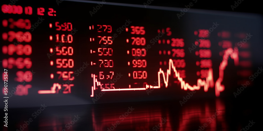 Financial Meltdown: Stock Ticker with Cryptic Symbols and System Failure