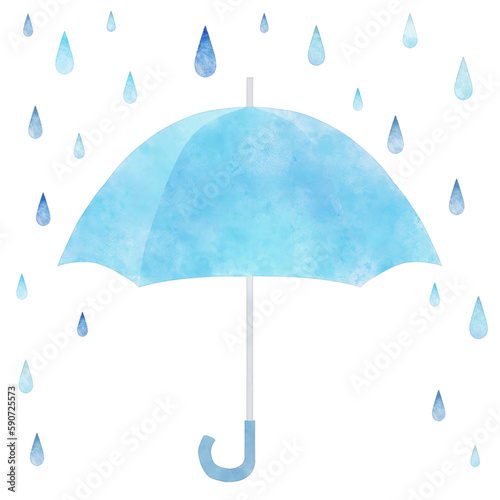 Light blue umbrella with rain drops clipart PNG photo