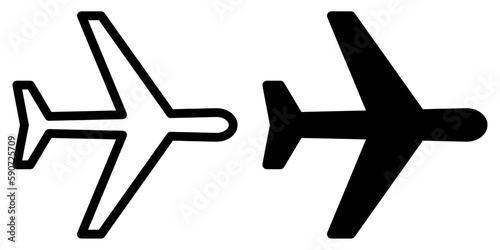 ofvs352 OutlineFilledVectorSign ofvs - aeroplane top view vector icon . aerial view . isolated transparent . black outline and filled version . AI 10 / EPS 10 / PNG . g11692