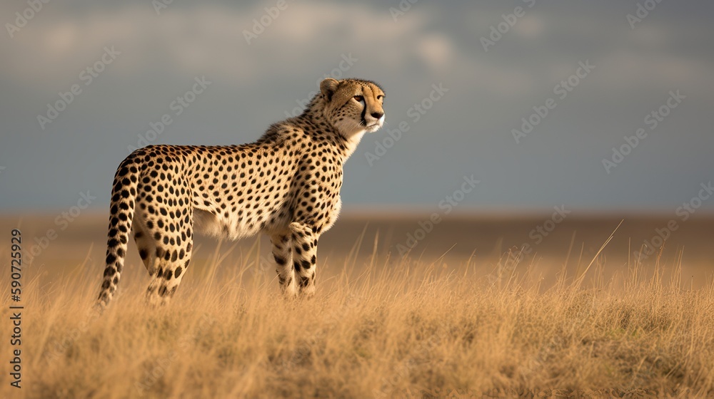 Naklejka premium Majestic Cheetah in the Grasslands