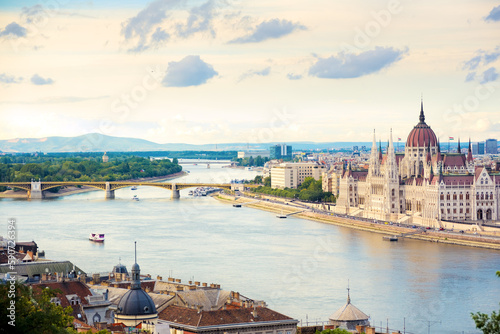 Budapest view featuring Hungarian parliament building