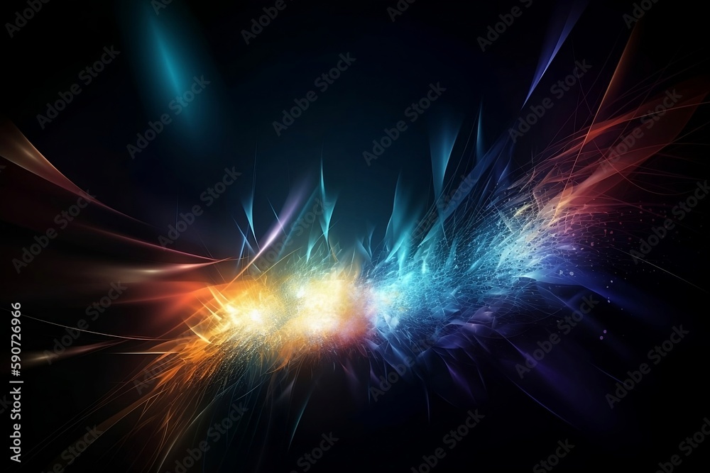 Obraz premium Illustrated Colorful Light Glow on Black Background