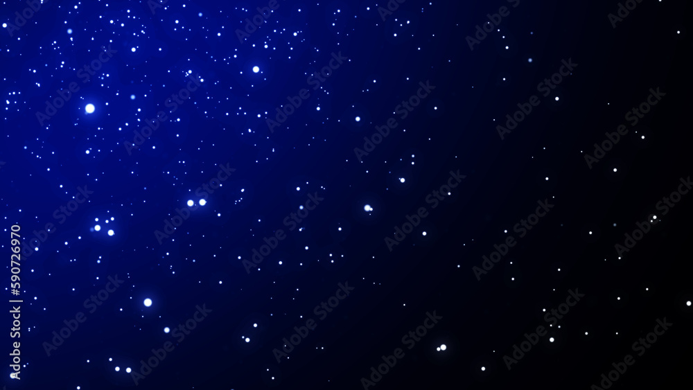 Obraz premium Background of falling magic dust particles. Abstract magic concept. Energy flow of blue particles. 3D rendering.