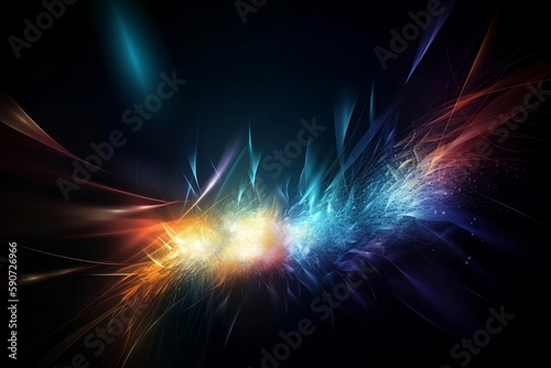 Illustrated Colorful Light Glow on Black Background