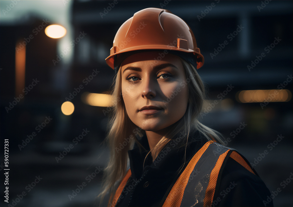 Female construction worker. Generative AI
