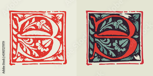 Number 3. Medieval gothic initial of number three. Blackletter style drop cap logo.