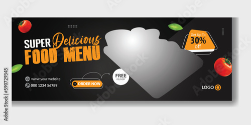 Restaurant food social media timeline cover and web banner design template or promotional banner for advertising