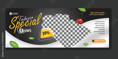 Restaurant food social media timeline cover and web banner design template
