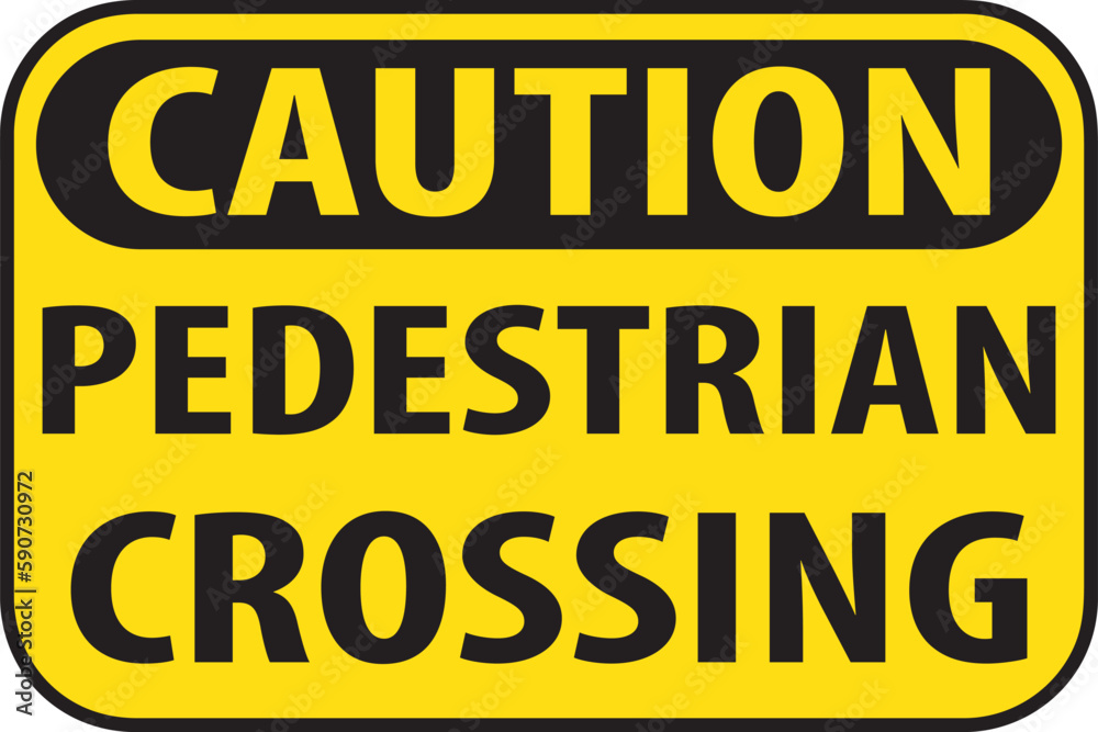 Pedestrian crossing caution sign vector