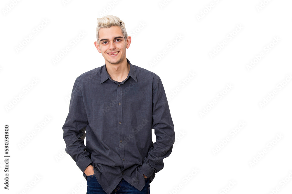 portrait of a modern young man with the white hair, isolated on white background portrait of a modern young man with the white hair, isolated on white background