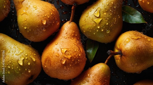 Pears, adorned with glisten...
