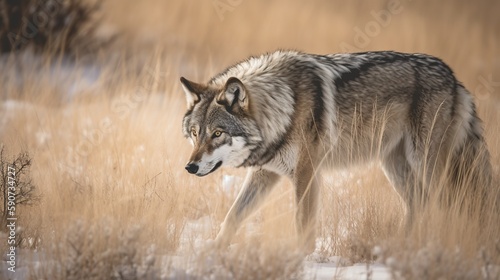 Majestic Gray Wolf Stalking Prey © Emojibb.Family