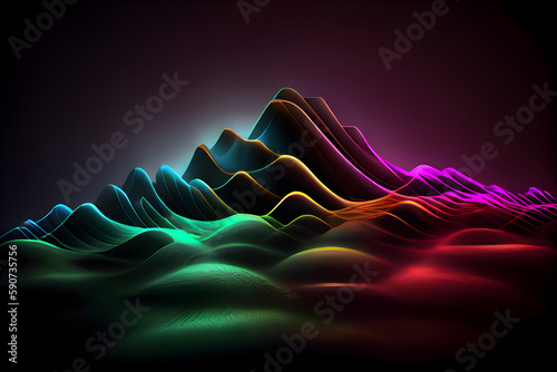 Abstract background with multicoloured waves and lines. AI Generative