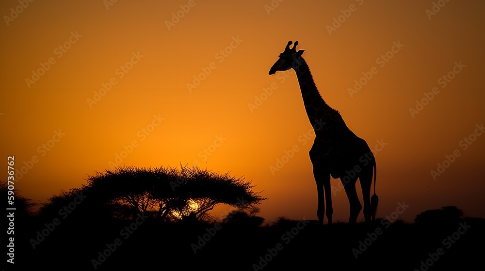 Giraffe Silhouette Against the Sunset Giraffe Silhouette Against the Sunset