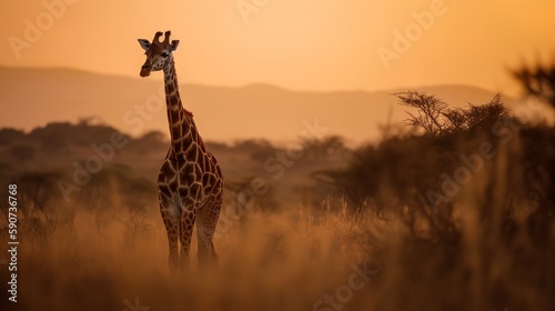 Graceful Giraffe at Sunset