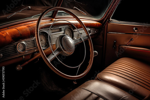 Vintage car interior - Generative AI